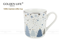 Porcelain Cappuccino Decorative Coffee Mugs With Snow Chiristmas Tree Design