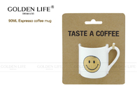 Smiling Face Ceramic Travel Coffee Mugs , Cappuccino Mug Straight Shape 90cc